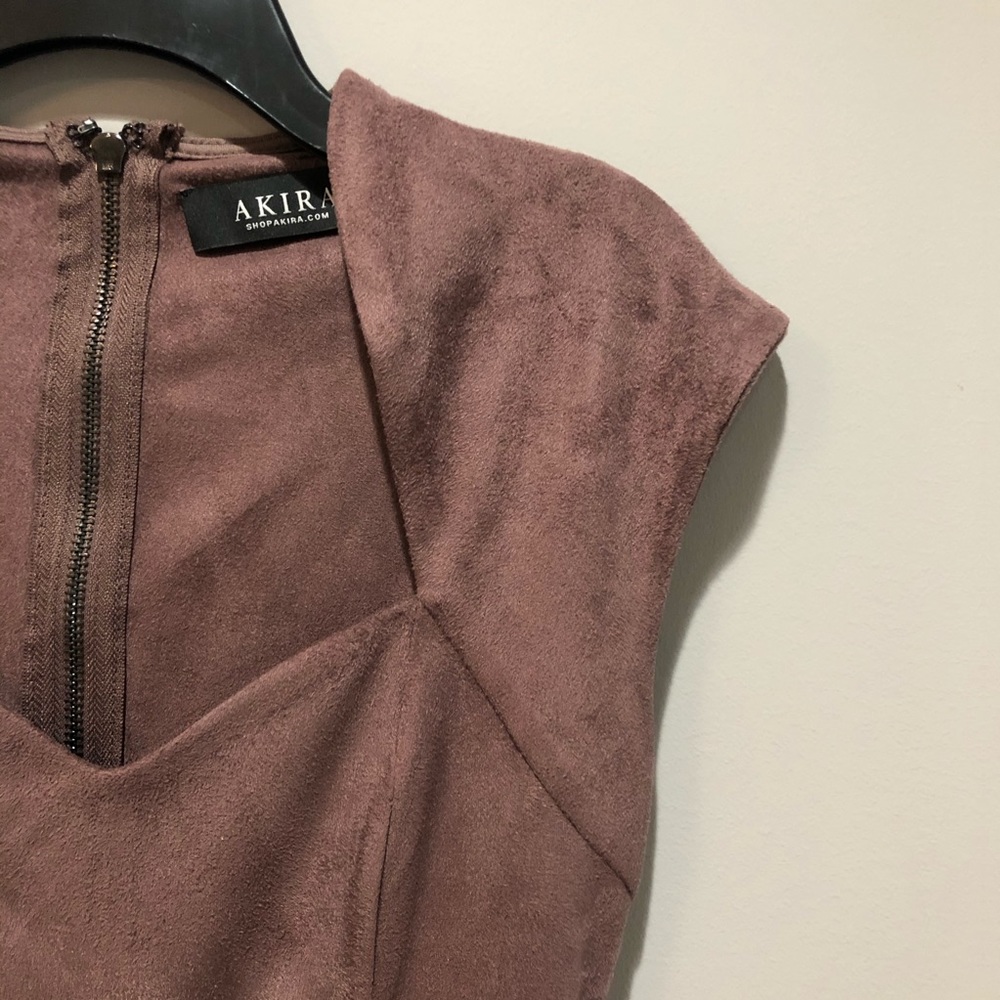 Akira Plum-Brown Suede Dress - Picture 4 of 6